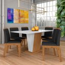 Ver imagem 1 de Mesa com 6 Cadeiras Qatar 1,60 Cin/off White/preto - Móveis Arapongas Cinamomo/off White/preto 06