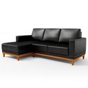 Ver imagem 2 de Sofá 3 Lugares 200cm Living com Chaise Esquerdo Sala de Estar Kayrós D05 Sintético Preto - Mpozenato