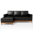 Ver imagem 6 de Sofá 3 Lugares 200cm Living com Chaise Esquerdo Sala de Estar Kayrós D05 Sintético Preto - Mpozenato