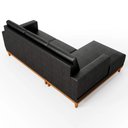 Ver imagem 5 de Sofá 3 Lugares 200cm Living com Chaise Esquerdo Sala de Estar Kayrós D05 Sintético Preto - Mpozenato