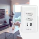 Ver imagem 1 de Tomada USB DUO de Parede Conjunto com 2 tomadas e 2 entradas USB (RN-106)