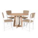 Ver imagem 1 de Mesa de Jantar Redonda Montreal Jade com 4 Cadeiras Estofadas Ella Branco/bege