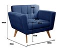 Ver imagem 3 de Kit 2 Poltronas Decorativas Bruna Sala de Estar Quarto Recepção Azul Marinho
