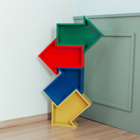 Kit 4 Nichos Setas Coloridas Prateleira Decorativa para Quarto Infantil Menina Menino Organizador Mo