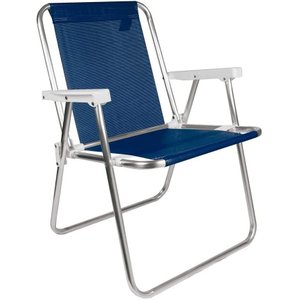 Cadeira de Praia Alta Alumínio Sannet Azul Marinho Mor