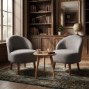 Ver imagem 2 de Kit Duas Poltronas Decor Leitura Cadeiras Estofadas Jade Cinza Liso