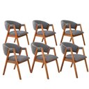 Ver imagem 2 de Kit 6 Poltronas Sala de Estar Lithi Revestida em Linho Cinza-Escuro Design Versátil e Sofisticado