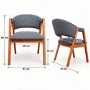 Ver imagem 3 de Kit 6 Poltronas Sala de Estar Lithi Revestida em Linho Cinza-Escuro Design Versátil e Sofisticado