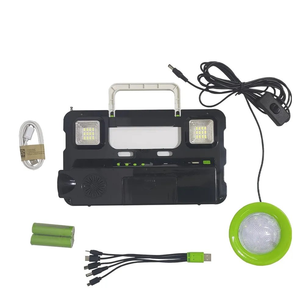 Luminária Solar Rádio FM Lanterna Luz de Emergência USB Cartao de Memoria Lâmpada Portátil - 3