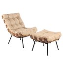 Ver imagem 2 de Poltrona de Couro Legítimo Costela com Puff