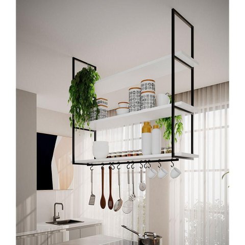 Nicho de Teto Indústrial Denver 120cm Preto e Branco Preto