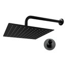 Ver imagem 1 de Ducha Chuveiro Slim Inox Quadrado 20x20 Suporte Parede Preto Fosco Banheiro Area Externa Piscina