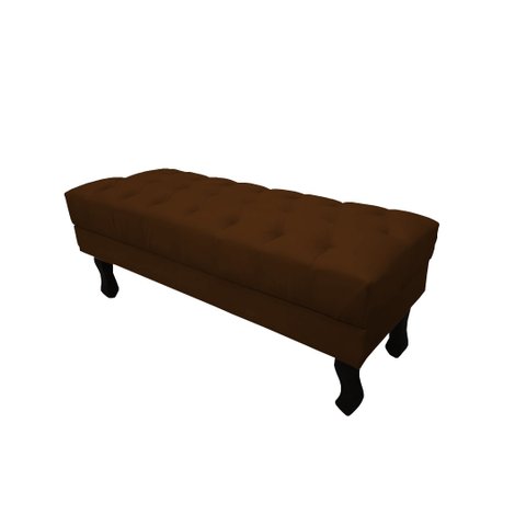 Recamier Baú Luis Xv Capitonê Retrô 120 cm Couro Marrom Ms Decor