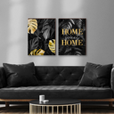 Ver imagem 2 de Kit 2 Quadros Decorativos Folhagem Home Sweet Home Black 50x70cm