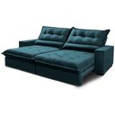 Ver mais imagens de Sofa Retrátil e Reclinável 3,12m com Molas Ensacadas Cama Inbox Soft Tecido Velusoft Petróleo