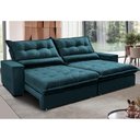 Ver imagem 1 de Sofa Retrátil e Reclinável 3,12m com Molas Ensacadas Cama Inbox Soft Tecido Velusoft Petróleo