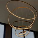 Ver imagem 5 de Lustre Pendente Moderno 5 Anéis Led 188w 3000k Bivolt Dourado