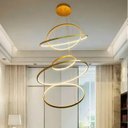 Ver imagem 3 de Lustre Pendente Moderno 5 Anéis Led 188w 3000k Bivolt Dourado