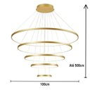 Ver imagem 4 de Lustre Pendente Moderno 5 Anéis Led 188w 3000k Bivolt Dourado