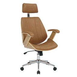 Cadeira de Escritório Presidente Cor Caramelo Ergonômica Executiva Acabamento em Couro Sintético - 3