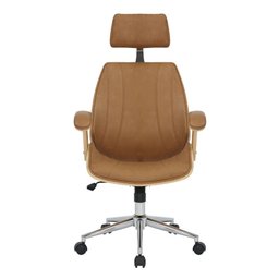 Cadeira de Escritório Presidente Cor Caramelo Ergonômica Executiva Acabamento em Couro Sintético - 4