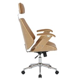 Cadeira de Escritório Presidente Cor Caramelo Ergonômica Executiva Acabamento em Couro Sintético - 5