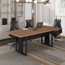 Ver imagem 1 de Mesa Reunião 6 Lugares com 1 Caixa de Tomadas Pé Quadro 200x90cm Yescasa