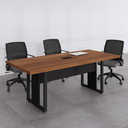 Ver imagem 1 de Mesa Reunião 6 Lugares com 1 Caixa de Tomadas Pé Quadro 200x90cm Yescasa Marrom/Preto