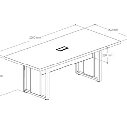 Mesa Reunião 6 Lugares com 1 Caixa de Tomadas Pé Quadro 200x90cm - 13