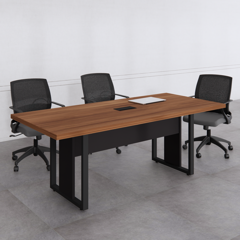 Mesa Reunião 6 Lugares com 1 Caixa de Tomadas Pé Quadro 200x90cm Yescasa