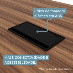 Mesa Reunião 6 Lugares com 1 Caixa de Tomadas Pé Quadro 200x90cm - 6