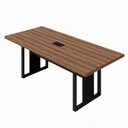 Ver imagem 2 de Mesa Reunião 6 Lugares com 1 Caixa de Tomadas Pé Quadro 200x90cm