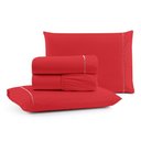Ver imagem 1 de Jogo Cama Lençol Bali Casal Padrão Percal 180 Fios 100% Algodão Ponto Palito 4 Peças - Vermelho
