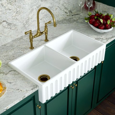 Cuba Dupla Cozinha Farm Sink Romana 87 Cm Estilo Fazenda Avental