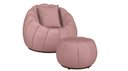 Ver imagem 1 de Kit Poltrona Decorativa C/puff e Almofada Concha Veludo Rosa - Montanaris Decor