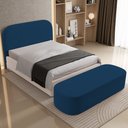 Ver imagem 1 de Cabeceira Cama Box Casal 140cm Lanna com Puff Recamier Doha W01 Suede Azul Marinho - Lyam Decor