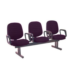 Cadeira em Longarina com 03 Lugares Linha Blenda Roxo