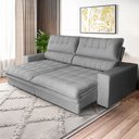 Ver imagem 1 de Sofá Retrátil e Reclinável 3 Lugares 210cm em Veludo Grafite Gold Star