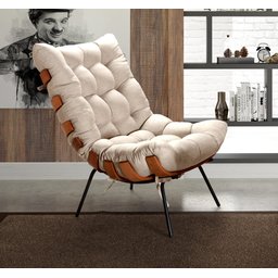 Poltrona Costela com Puff Base Fixa para Sala, Quarto - 8