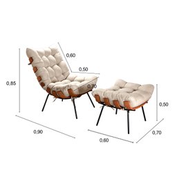 Poltrona Costela com Puff Base Fixa para Sala, Quarto - 3
