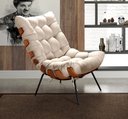 Ver mais imagens de Poltrona Costela com Puff Base Fixa para Sala, Quarto Bege