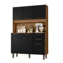 Ver imagem 2 de Armário para Cozinha 6 Portas 2 Gavetas 120cm Preto/Cinamomo/Catedral