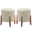 Ver imagem 2 de Kit 2 Puff Decorativos Recepção Redondo Eloá Luxo Linho Bege