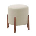 Ver imagem 3 de Kit 2 Puff Decorativos Recepção Redondo Eloá Luxo Linho Bege