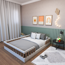 Ver mais imagens de Cama Infantil Montessoriana Casal Sol Marrom/Branco/Carvalho Mel