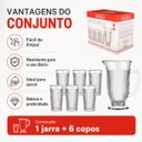 Ver imagem 3 de Jogo Jarra 6 Copos de Vidro com Borda Dourada Lila Hauskraft