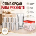 Ver imagem 6 de Jogo Jarra 6 Copos de Vidro com Borda Dourada Lila Hauskraft