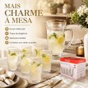 Ver imagem 7 de Jogo Jarra 6 Copos de Vidro com Borda Dourada Lila Hauskraft