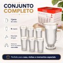 Ver imagem 5 de Jogo Jarra 6 Copos de Vidro com Borda Dourada Lila Hauskraft