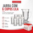 Ver imagem 2 de Jogo Jarra 6 Copos de Vidro com Borda Dourada Lila Hauskraft